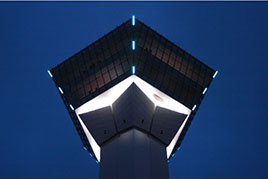 Exterior LED strip lights of the observation deck