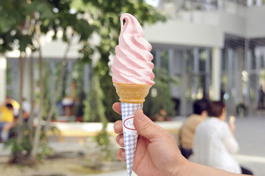 1階アトリウムにて『箱館櫻ソフト』好評販売中です🍦🌸