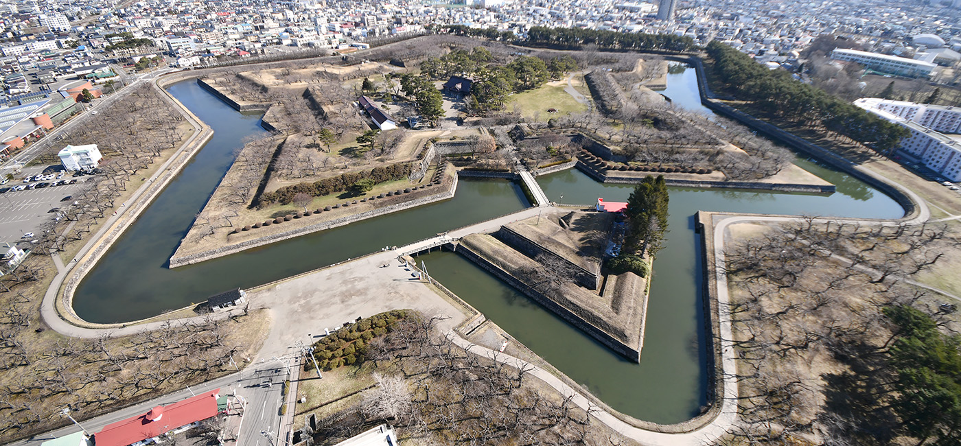 展望台から見た、特別史跡「五稜郭」