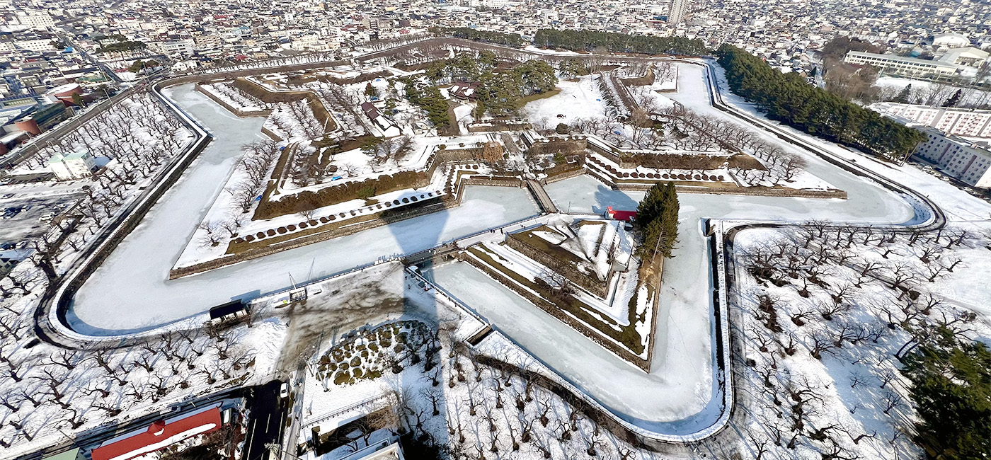 展望台から見た、特別史跡「五稜郭」