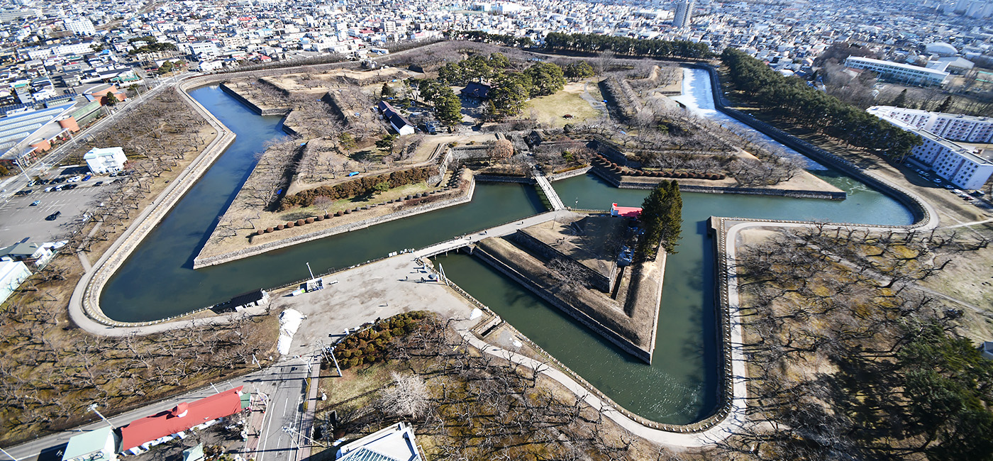 展望台から見た、特別史跡「五稜郭」