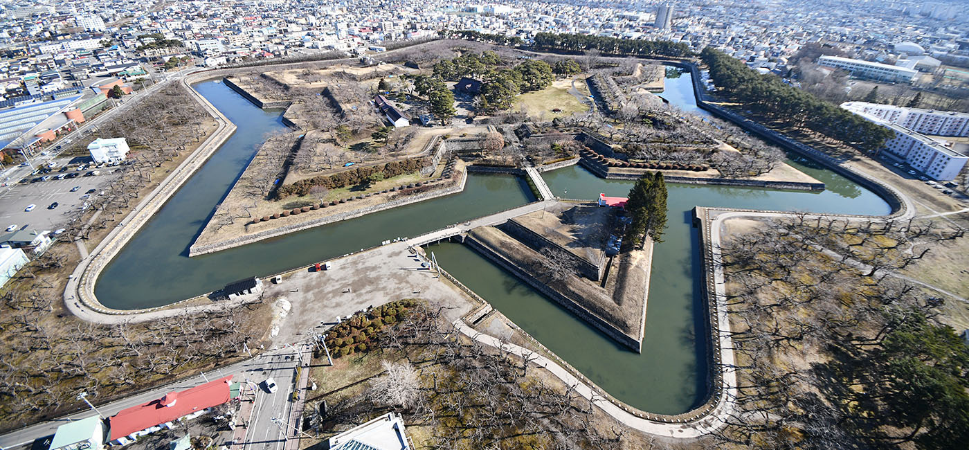 展望台から見た、特別史跡「五稜郭」