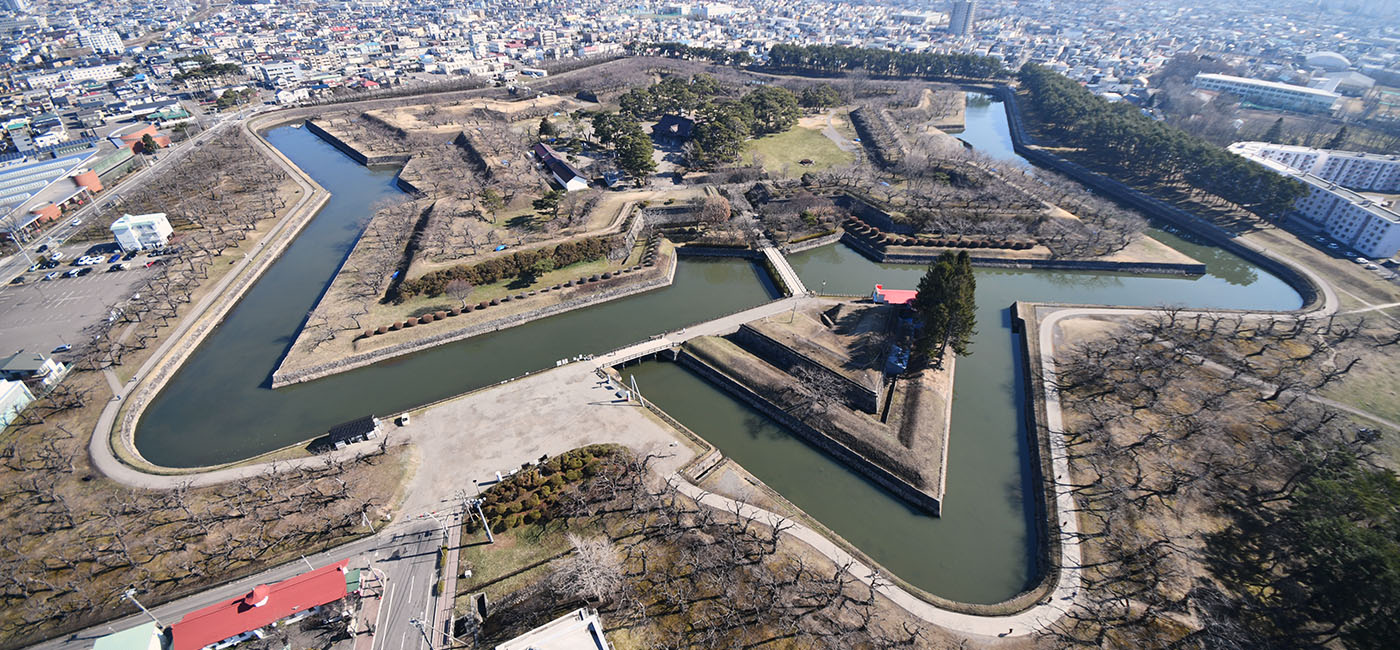 展望台から見た、特別史跡「五稜郭」