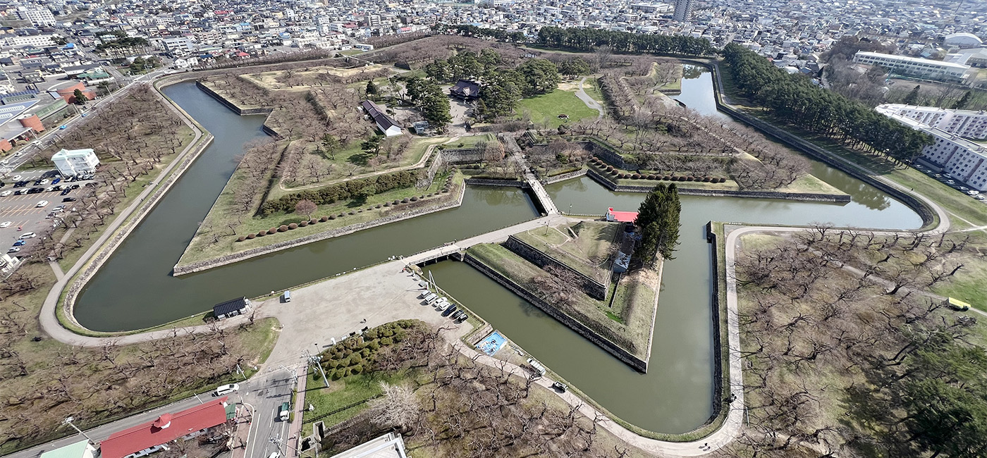 展望台から見た、特別史跡「五稜郭」