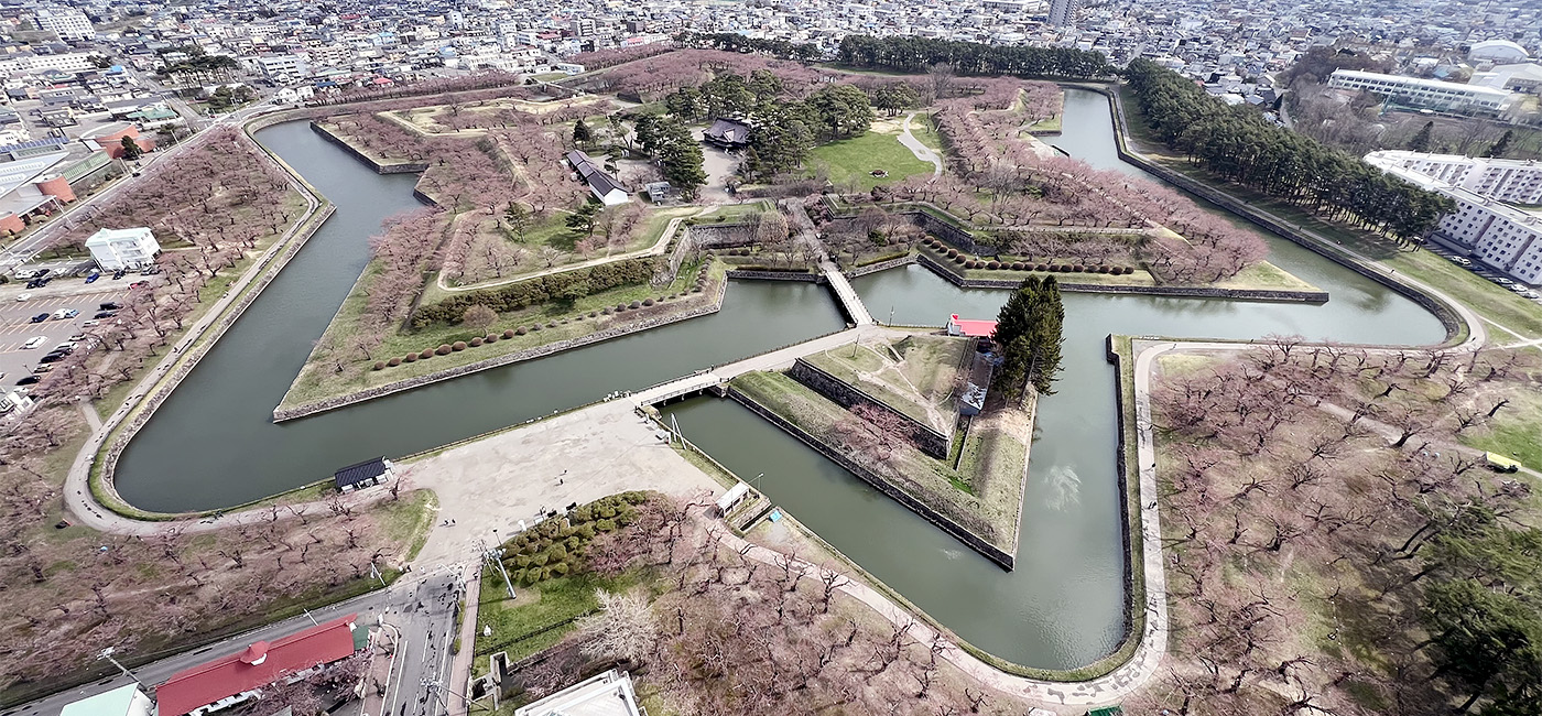 展望台から見た、特別史跡「五稜郭」