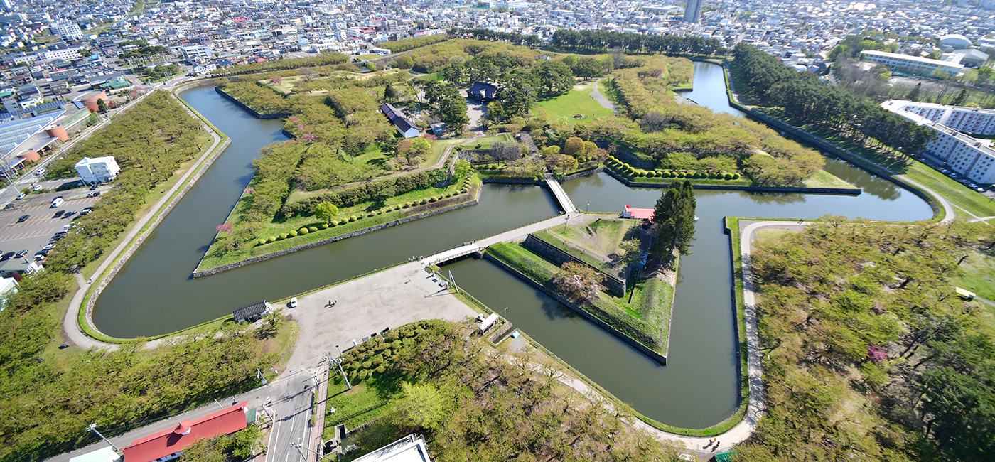 展望台から見た、特別史跡「五稜郭」
