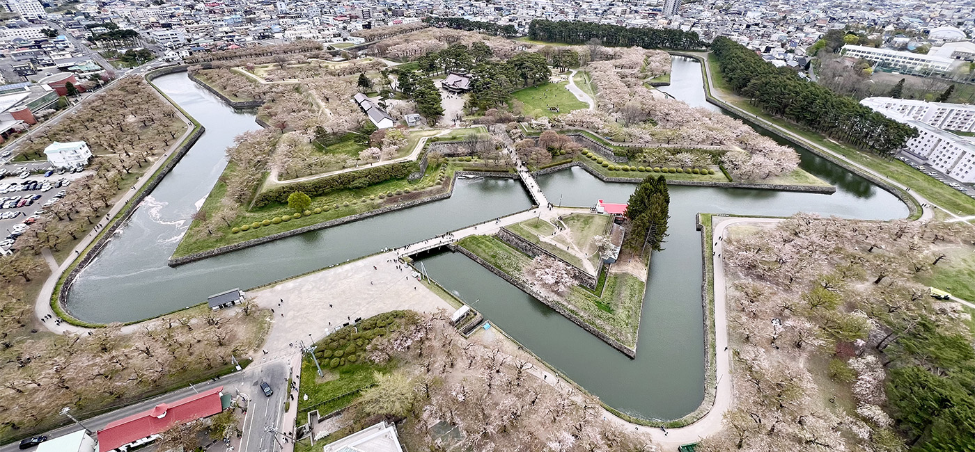 展望台から見た、特別史跡「五稜郭」