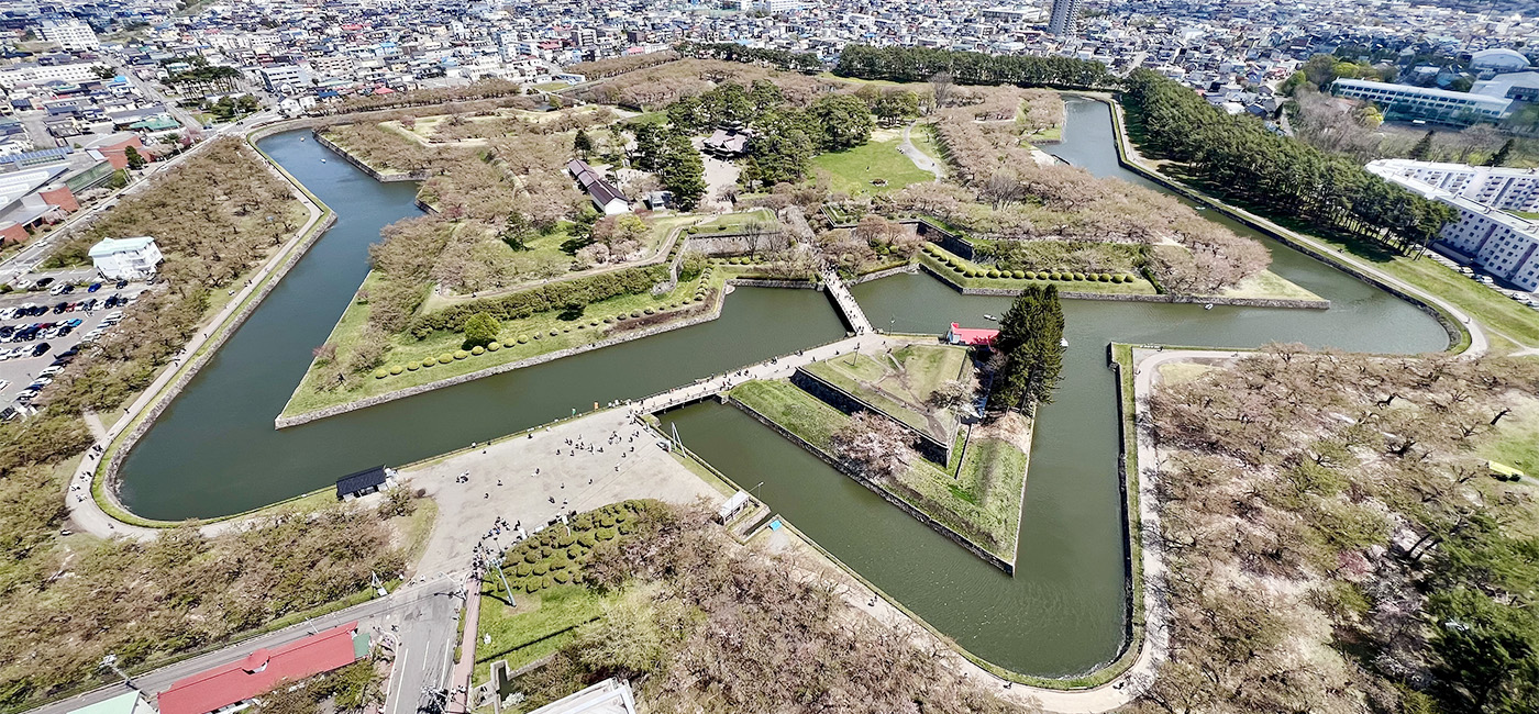展望台から見た、特別史跡「五稜郭」